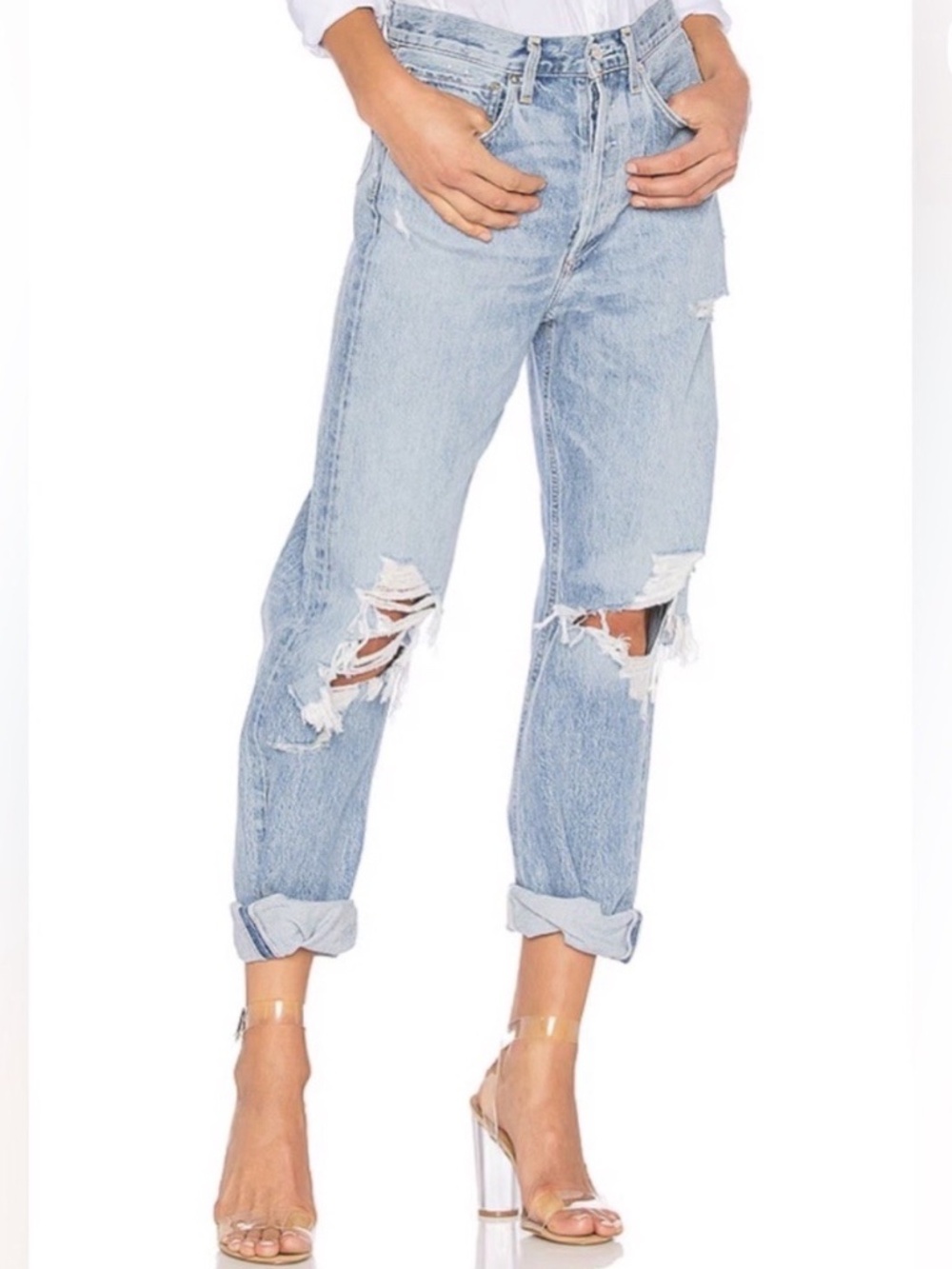 Womens Agolde 90s High Rise Relaxed Ripped Jeans Size 30